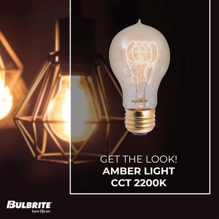 Bulbrite Incandescent A19 40 Watt Nostalgic Edison Quad Loop-style Light Bulb, Amber Glass, 4PK 861385